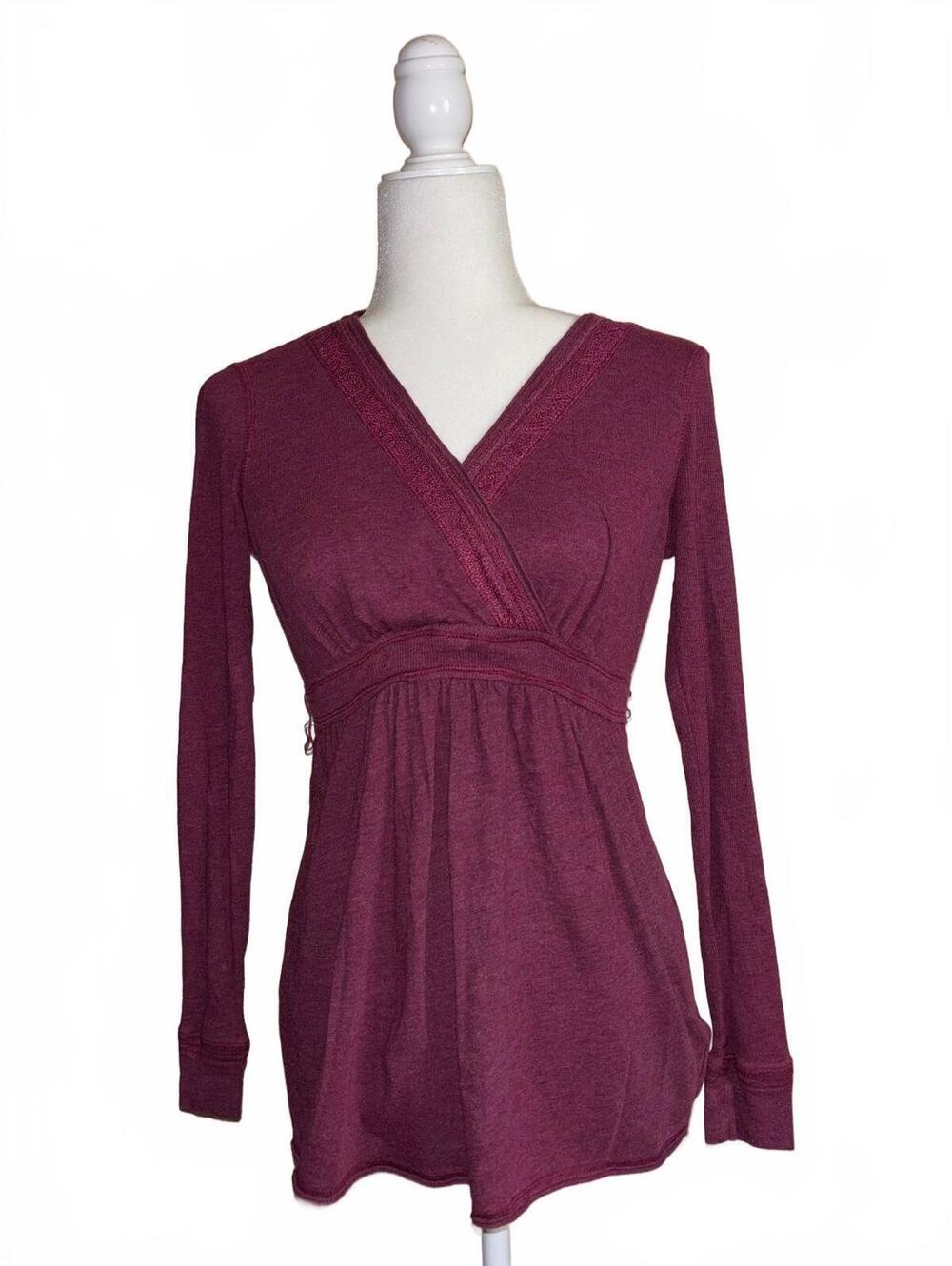 Y2K Deadstock Maternity Top Size Small Burgandy Draped Cross Front